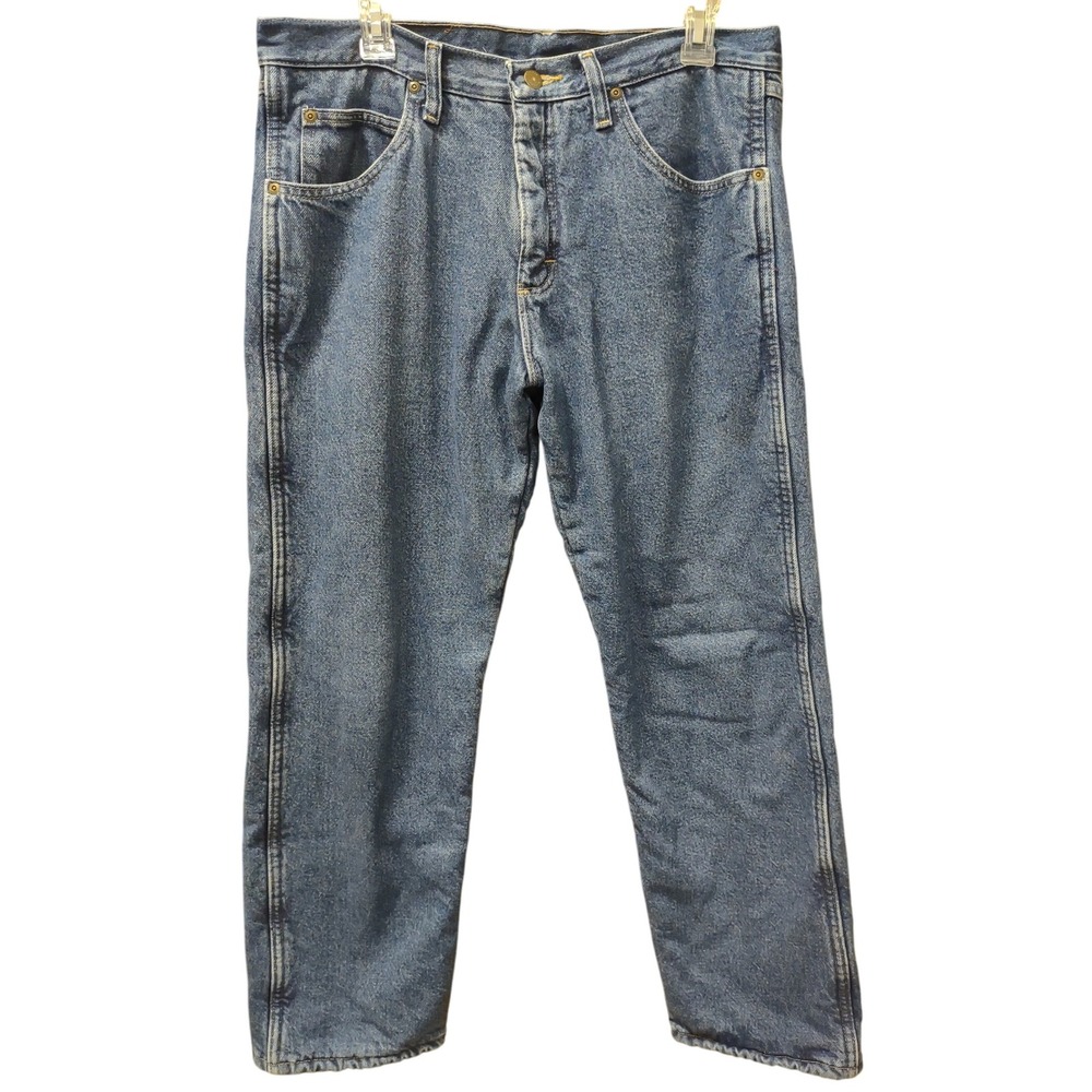 Wrangler Rugged Wear Mens‎ 34x30 Fleece Lined Jeans Relaxed Fit Blue Denim